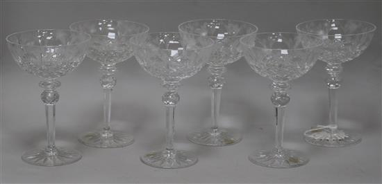 A set of six Yugoslavian lead crystal engraved and panelled glasses